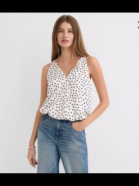 LOFT White Polka Dot V-Neck Camisole